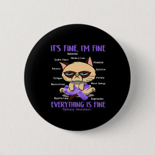Epilepsy Awareness Cat Your Battle Is My Battle Gi 6 Cm Round Badge