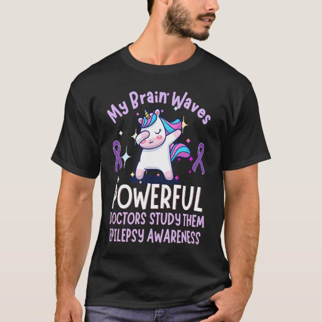 Epilepsy Awareness Cute Dabbing Unicorn Purple Rib T-Shirt (Front)