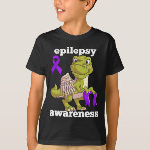 Epilepsy Awareness Cute Dinosaur T Rex Warrior Pur T-Shirt