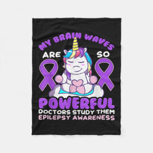 Epilepsy Awareness Cute Unicorn Purple Ribbon Fun Fleece Blanket