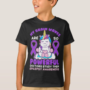 Epilepsy Awareness Cute Unicorn Purple Ribbon Funn T-Shirt