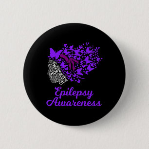 Epilepsy Awareness Day Seizure Disorder Purple Rib 6 Cm Round Badge
