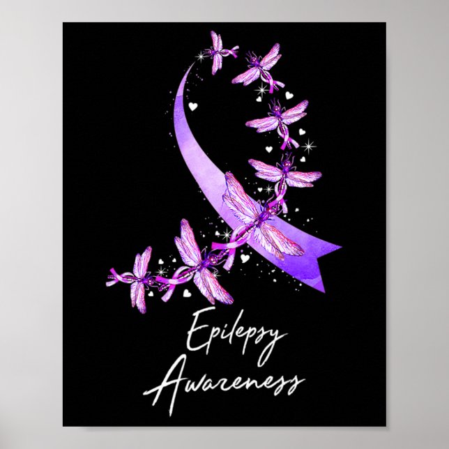 Epilepsy Awareness Dragonfly November We Wear Purp Poster (Front)