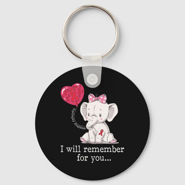Epilepsy Awareness Elephant  Key Ring (Front)