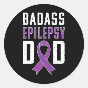 Epilepsy Awareness Epilepsy Dad Purple Ribbon Classic Round Sticker