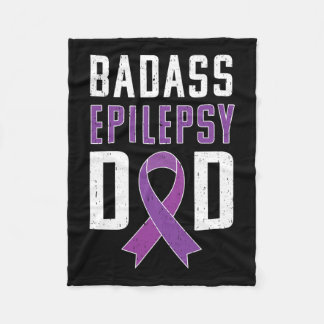 Epilepsy Awareness Epilepsy Dad Purple Ribbon  Fleece Blanket