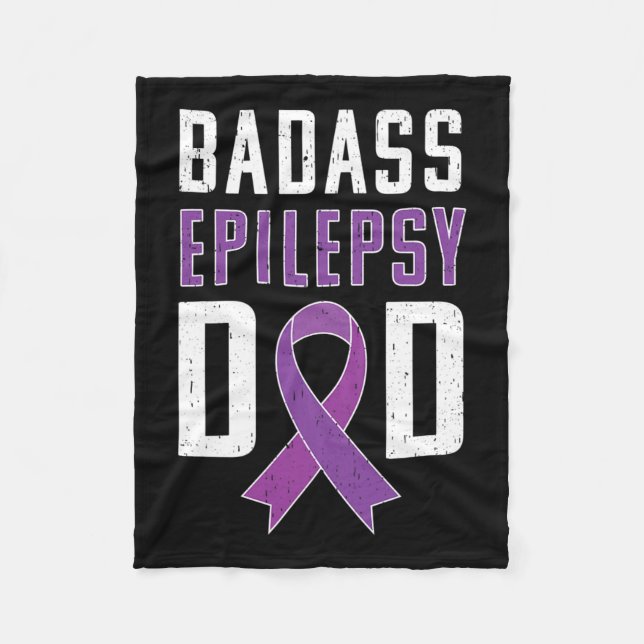 Epilepsy Awareness Epilepsy Dad Purple Ribbon  Fleece Blanket (Front)