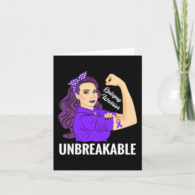 Epilepsy Awareness  Epileptic Purple Ribbon Warrio Card (Front)