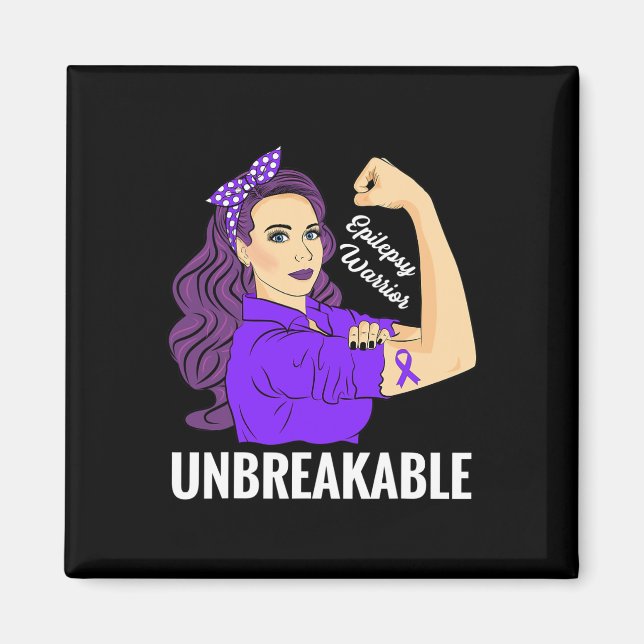 Epilepsy Awareness  Epileptic Purple Ribbon Warrio Magnet (Front)