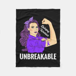 Epilepsy Awareness Epileptic Purple Ribbon Warrior Fleece Blanket