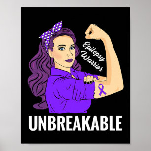 Epilepsy Awareness Epileptic Purple Ribbon Warrior Poster