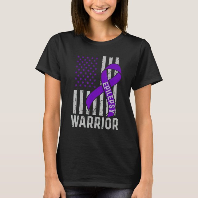 Epilepsy Awareness Epileptic Warrior Survivor T-Shirt (Front)