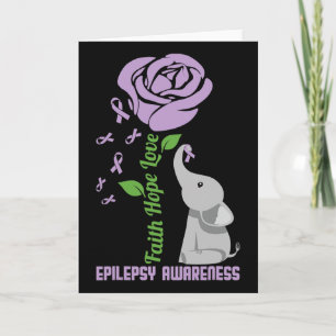 Epilepsy Awareness Faith Hope Love Flower Elephant Card