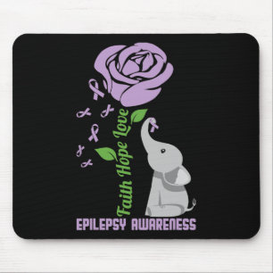 Epilepsy Awareness Faith Hope Love Flower Elephant Mouse Mat