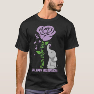 Epilepsy Awareness Faith Hope Love Flower Elephant T-Shirt
