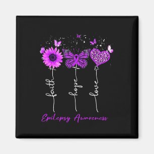 Epilepsy Awareness Faith Hope Love Leopard Sunflow Magnet