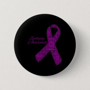 Epilepsy Awareness Fight Hope Cure Ribbon Purple 6 Cm Round Badge