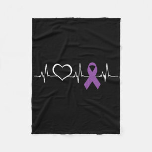 Epilepsy Awareness Heart Bit Ribbon Fleece Blanket