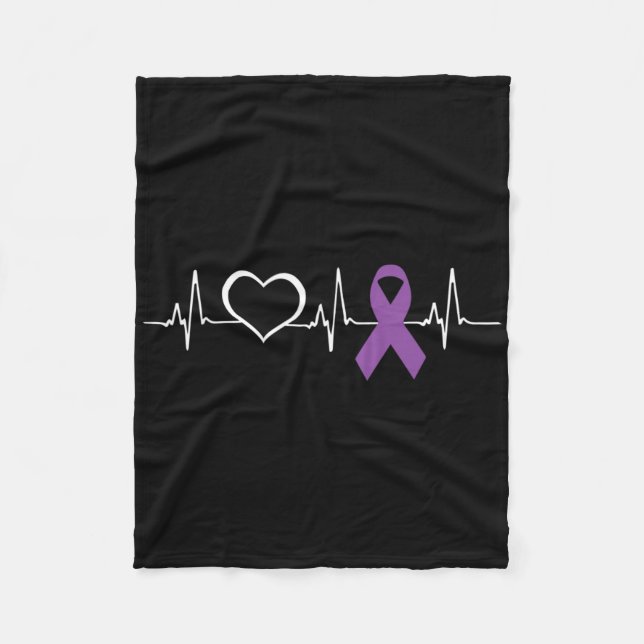 Epilepsy Awareness Heart Bit Ribbon  Fleece Blanket (Front)