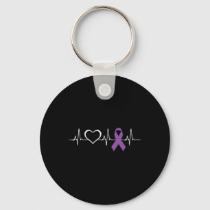 Epilepsy Awareness Heart bit Ribbon Key Ring