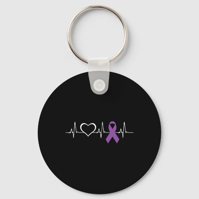 Epilepsy Awareness Heart bit Ribbon  Key Ring (Front)