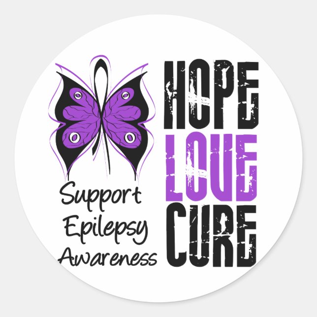 Epilepsy Awareness Hope Love Cure Classic Round Sticker (Front)