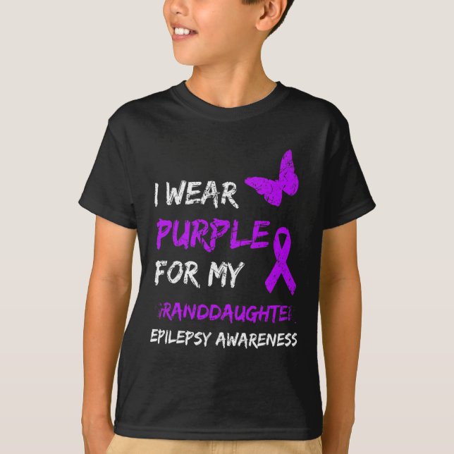 Epilepsy Awareness I Wear Purple For My Granddaugh T-Shirt (Front)