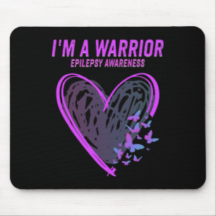 Epilepsy Awareness I'm A Warrior Heart Butterfly 1 Mouse Mat