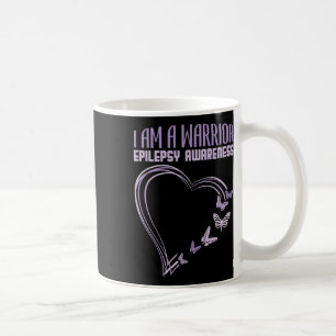 Epilepsy Awareness I'm A Warrior Heart Butterfly Coffee Mug