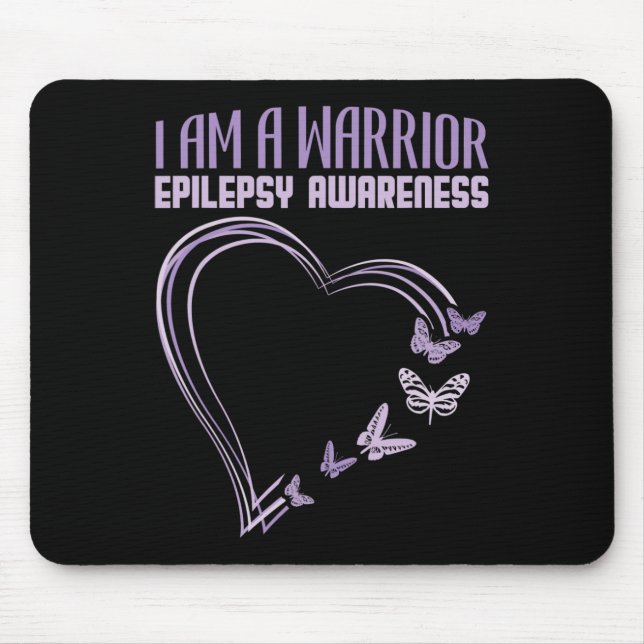 Epilepsy Awareness I'm A Warrior Heart Butterfly  Mouse Mat (Front)