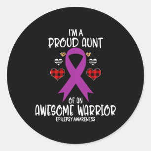 Epilepsy Awareness I'm Proud Aunt of Awesome Warri Classic Round Sticker