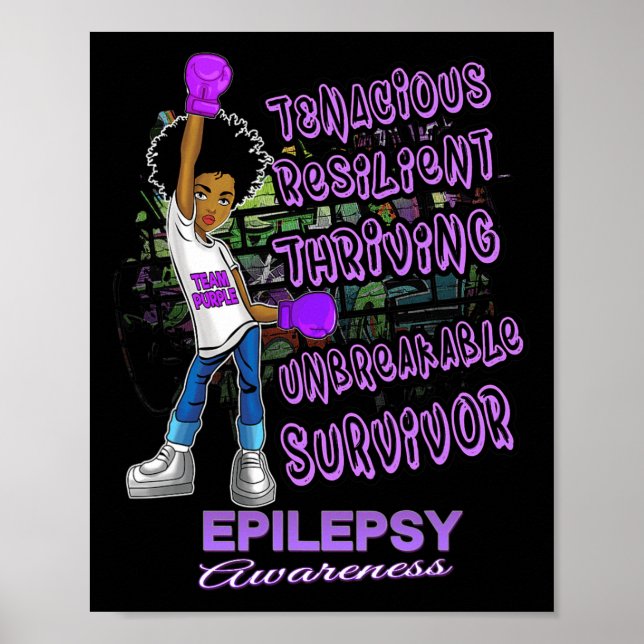 Epilepsy Awareness Melanin Black Women Unbreakable Poster (Front)