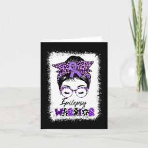 Epilepsy Awareness Messy Bun Warrior Leopard Banda Card