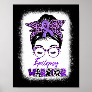 Epilepsy Awareness Messy Bun Warrior Leopard Banda Poster