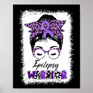 Epilepsy Awareness Messy Bun Warrior Leopard Banda Poster