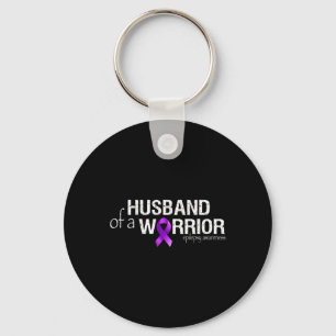 Epilepsy Awareness Month Husband of a Warrior Purp Key Ring
