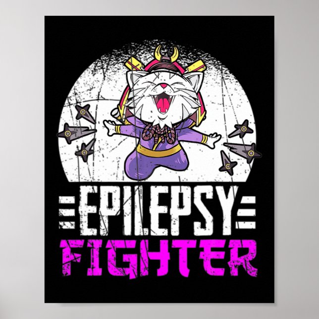 Epilepsy Awareness Month Ninja Cat Epilepsy Fighte Poster (Front)