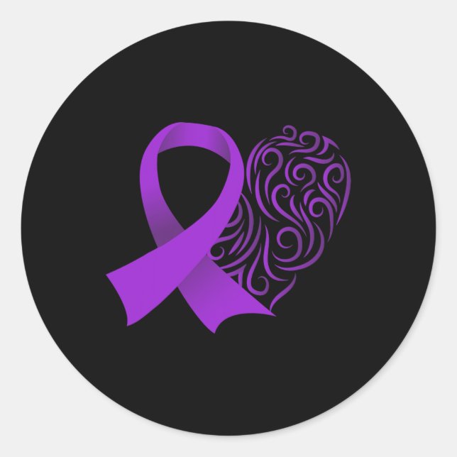 Epilepsy Awareness Month Purple Ribbon Advocacy Ep Classic Round Sticker (Front)