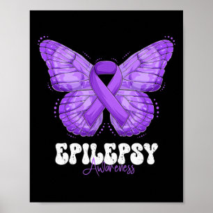 Epilepsy Awareness Month Purple Ribbon Butterfly Poster