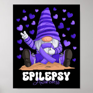 Epilepsy Awareness Month Purple Ribbon Gnome  Poster