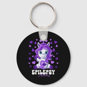Epilepsy Awareness Month Purple Ribbon Unicorn Key Ring
