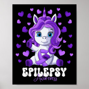 Epilepsy Awareness Month Purple Ribbon Unicorn Poster