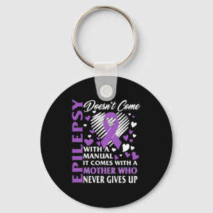Epilepsy Awareness Mother Purple Ribbon Seizure Di Key Ring