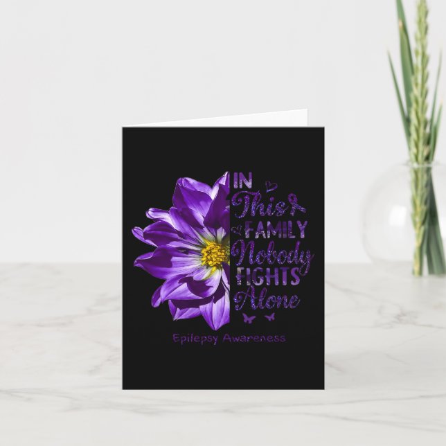 Epilepsy Awareness Nobody Fights Alone Anemone Flo Card (Front)