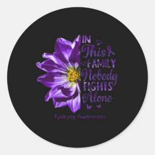 Epilepsy Awareness Nobody Fights Alone Anemone Flo Classic Round Sticker
