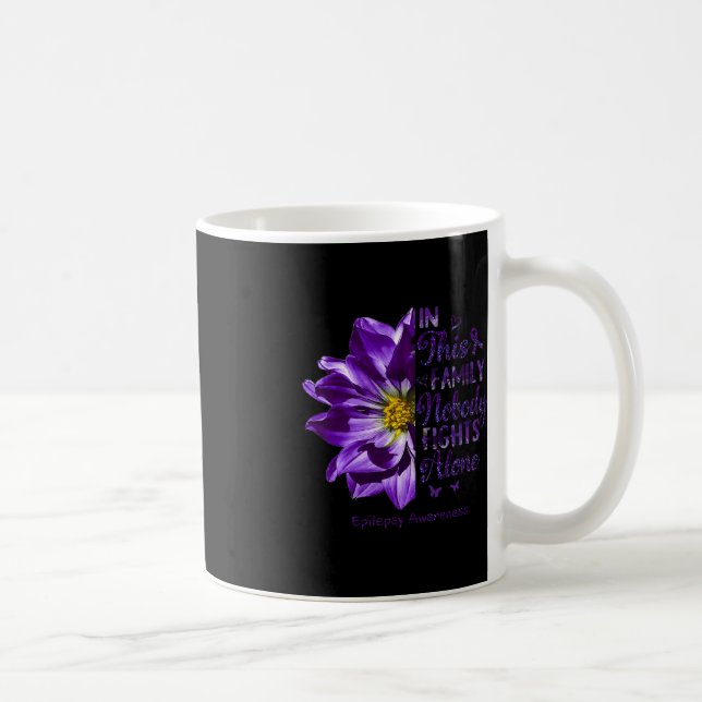 Epilepsy Awareness Nobody Fights Alone Anemone Flo Coffee Mug (Right)