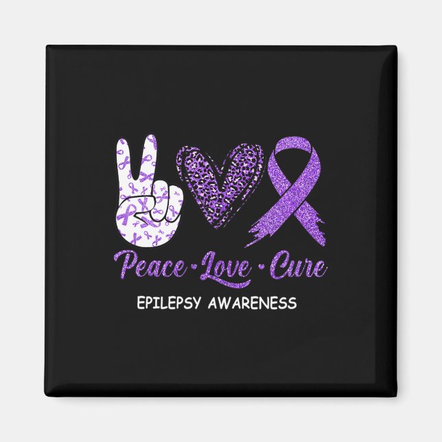 Epilepsy Awareness Peace Love Cure Leopard  Magnet (Front)