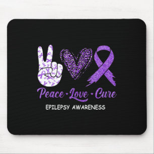 Epilepsy Awareness Peace Love Cure Leopard Mouse Mat