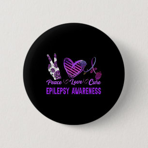 Epilepsy Awareness Peace Love Cure Purple Gift 6 Cm Round Badge