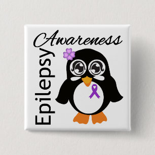 Epilepsy Awareness Penguin 15 Cm Square Badge